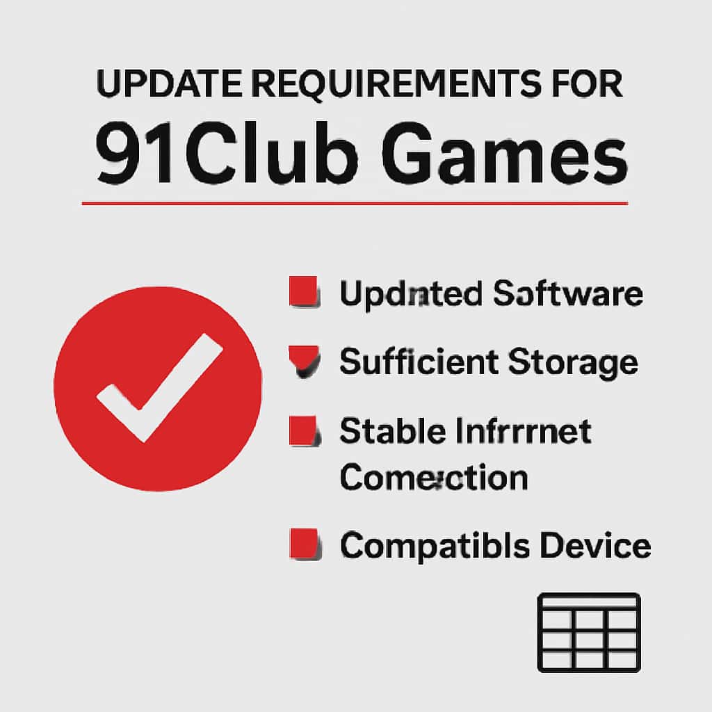 An educational diagram illustrating the update requirements for 91Club Games.